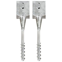 vidaXL Picas de tierra 2 uds acero galvanizado plateado 12x12x56 cm