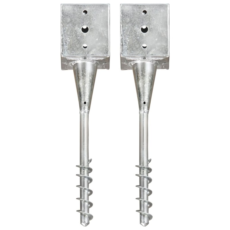 vidaXL Picas de tierra 2 uds acero galvanizado plateado 12x12x56 cm vidaXL Picas de tierra 2 uds acero galvanizado plateado 12x12x56 cm