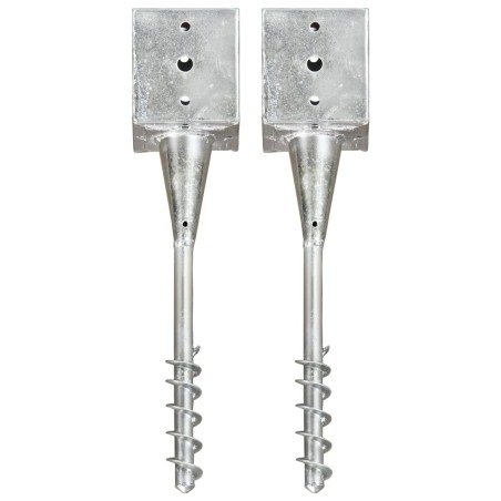 vidaXL Picas de tierra 2 uds acero galvanizado plateado 12x12x56 cm
