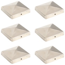 vidaXL Tapas piramidales postes valla 6 uds acero inoxidable 101x101mm