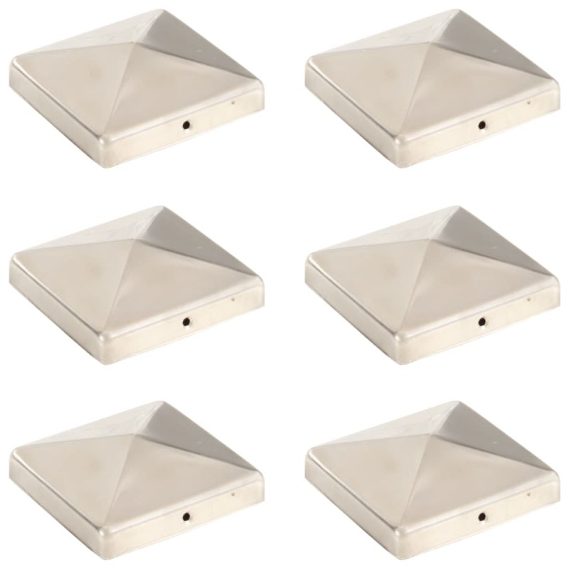 vidaXL Tapas piramidales postes valla 6 uds acero inoxidable 101x101mm vidaXL Tapas piramidales postes valla 6 uds acero inoxidable 101x101mm