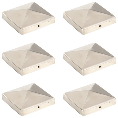 vidaXL Tapas piramidales postes valla 6 uds acero inoxidable 101x101mm