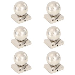 vidaXL Tapas para postes 6 uds acero inoxidable globo final 91x91 mm