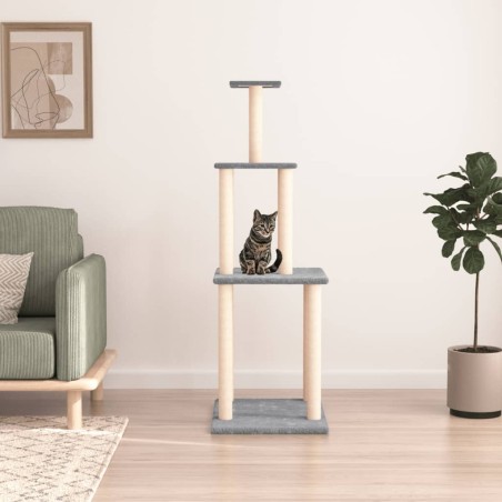 vidaXL Rascador para gatos con postes de sisal gris claro 149 cm