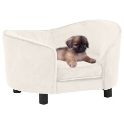 vidaXL Sofá para perros felpa crema 69x49x40 cm