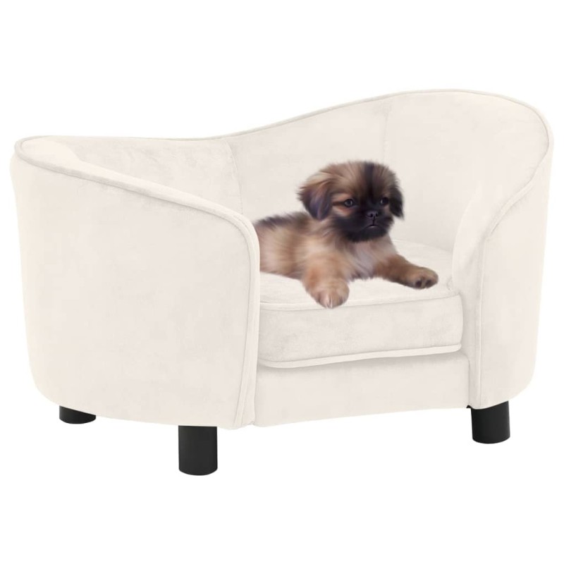 vidaXL Sofá para perros felpa crema 69x49x40 cm