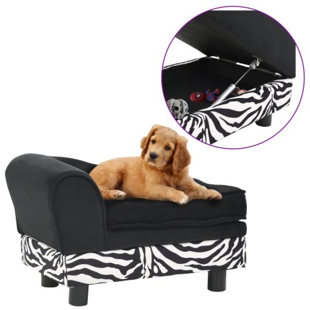 vidaXL Sofá para perros felpa negro 57x34x36 cm