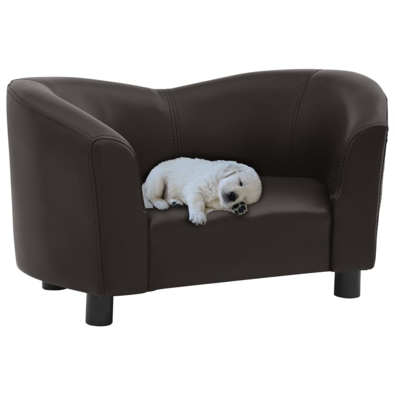 vidaXL Sofá para perros cuero sintético marrón 67x41x39 cm 