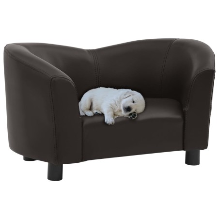 vidaXL Sofá para perros cuero sintético marrón 67x41x39 cm 