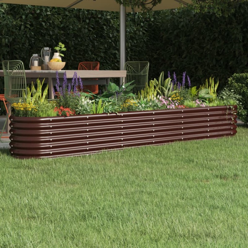 vidaXL Jardinera arriate acero recubrimiento polvo marrón 260x40x36 cm vidaXL Jardinera arriate acero recubrimiento polvo marrón 260x40x36 cm