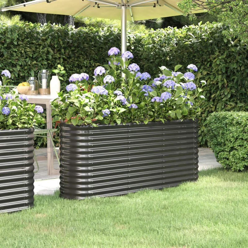 vidaXL Jardinera arriate acero recubierto polvo antracita 152x40x68 cm vidaXL Jardinera arriate acero recubierto polvo antracita 152x40x68 cm