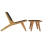vidaXL Silla de jardín con reposapiés madera maciza teca y poliéster vidaXL Silla de jardín con reposapiés madera maciza teca y poliéster