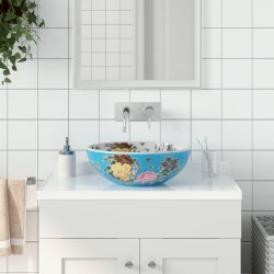 vidaXL Lavabo sobre encimera redondo cerámica multicolor Φ41x14 cm