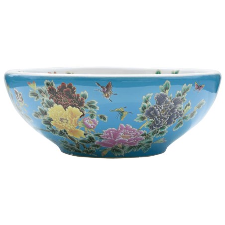 vidaXL Lavabo sobre encimera redondo cerámica multicolor Φ41x14 cm