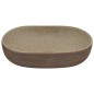 vidaXL Lavabo sobre encimera ovalado cerámica arena marrón 59x40x14 cm vidaXL Lavabo sobre encimera ovalado cerámica arena marrón 59x40x14 cm