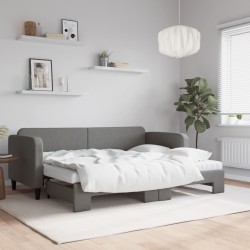 vidaXL Sofá cama nido con colchón tela gris oscuro 80x200 cm