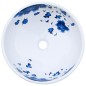 vidaXL Lavabo sobre encimera redondo cerámica blanco y azul Φ41x14 cm