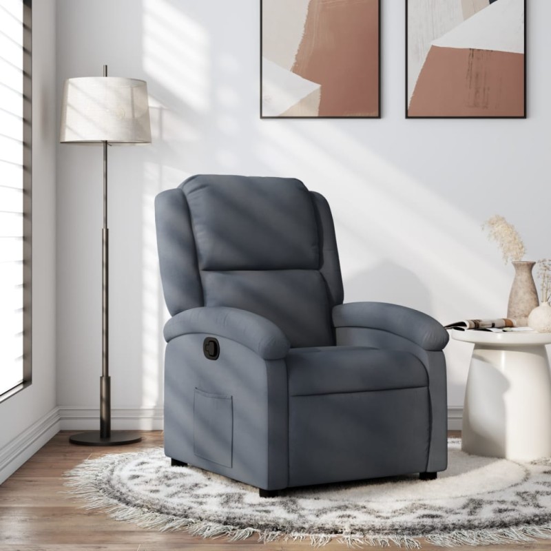 vidaXL Sillón reclinable de terciopelo gris oscuro vidaXL Sillón reclinable de terciopelo gris oscuro
