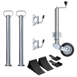 vidaXL Rueda de remolque plegable 60 mm 2 soportes 2 abrazaderas