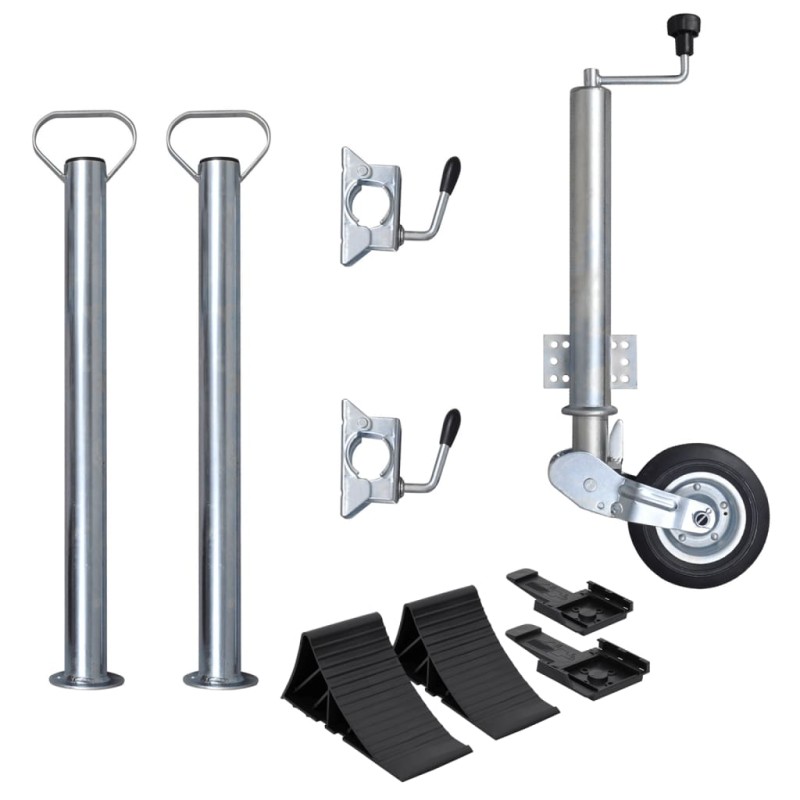 vidaXL Rueda de remolque plegable 60 mm 2 soportes 2 abrazaderas vidaXL Rueda de remolque plegable 60 mm 2 soportes 2 abrazaderas