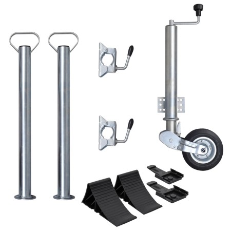 vidaXL Rueda de remolque plegable 60 mm 2 soportes 2 abrazaderas