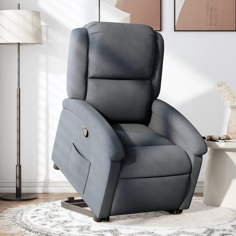 vidaXL Sillón reclinable elevable terciopelo gris oscuro vidaXL Sillón reclinable elevable terciopelo gris oscuro
