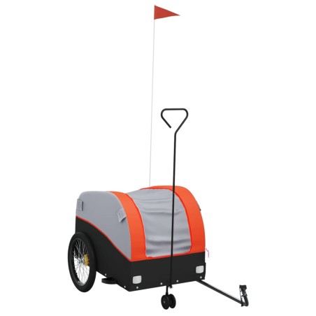 vidaXL Remolque para bicicleta hierro negro y naranja 45 kg