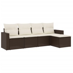 vidaXL Set comedor de jardín 5 piezas y cojines ratán sintético marrón