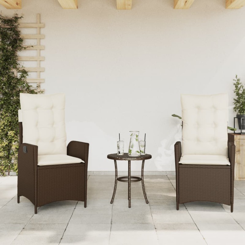 vidaXL Sillones reclinables jardín con cojines marrones 2 uds ratán PE vidaXL Sillones reclinables jardín con cojines marrones 2 uds ratán PE