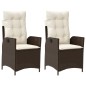 vidaXL Sillones reclinables jardín con cojines marrones 2 uds ratán PE vidaXL Sillones reclinables jardín con cojines marrones 2 uds ratán PE