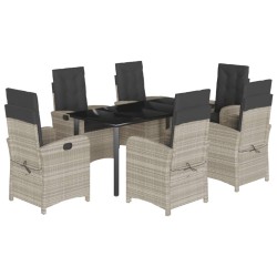 vidaXL Set comedor jardín 7 pzas y cojines ratán sintético gris claro