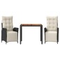vidaXL Set comedor de jardín 3 pzas con cojines ratán sintético negro vidaXL Set comedor de jardín 3 pzas con cojines ratán sintético negro