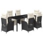 vidaXL Set de comedor de jardín 7 pzas y cojines ratán sintético negro vidaXL Set de comedor de jardín 7 pzas y cojines ratán sintético negro