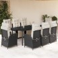 vidaXL Set de comedor de jardín 9 pzas y cojines ratán sintético negro vidaXL Set de comedor de jardín 9 pzas y cojines ratán sintético negro