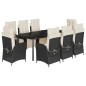 vidaXL Set de comedor de jardín 9 pzas y cojines ratán sintético negro vidaXL Set de comedor de jardín 9 pzas y cojines ratán sintético negro