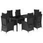 vidaXL Set de comedor de jardín 7 pzas y cojines ratán sintético negro vidaXL Set de comedor de jardín 7 pzas y cojines ratán sintético negro