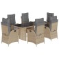 vidaXL Set comedor de jardín 7 pzas con cojines ratán sintético beige vidaXL Set comedor de jardín 7 pzas con cojines ratán sintético beige