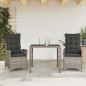vidaXL Set comedor de jardín 3 piezas con cojines ratán sintético gris vidaXL Set comedor de jardín 3 piezas con cojines ratán sintético gris
