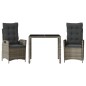 vidaXL Set comedor de jardín 3 piezas con cojines ratán sintético gris vidaXL Set comedor de jardín 3 piezas con cojines ratán sintético gris