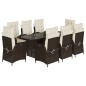 vidaXL Set comedor para jardín 9 pzas y cojines ratán sintético marrón vidaXL Set comedor para jardín 9 pzas y cojines ratán sintético marrón
