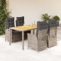 vidaXL Set comedor de jardín 5 piezas con cojines ratán sintético gris vidaXL Set comedor de jardín 5 piezas con cojines ratán sintético gris