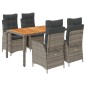 vidaXL Set comedor de jardín 5 piezas con cojines ratán sintético gris vidaXL Set comedor de jardín 5 piezas con cojines ratán sintético gris