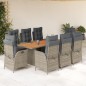 vidaXL Set comedor jardín 9 pzas y cojines ratán sintético gris vidaXL Set comedor jardín 9 pzas y cojines ratán sintético gris