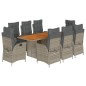 vidaXL Set comedor jardín 9 pzas y cojines ratán sintético gris vidaXL Set comedor jardín 9 pzas y cojines ratán sintético gris