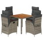 vidaXL Set comedor de jardín 5 piezas con cojines ratán sintético gris vidaXL Set comedor de jardín 5 piezas con cojines ratán sintético gris