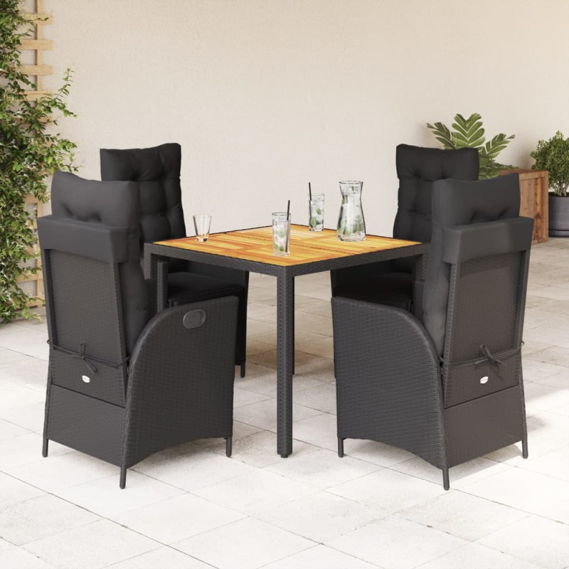 vidaXL Set de muebles jardín 5 pzas con cojines ratán sintético negro vidaXL Set de muebles jardín 5 pzas con cojines ratán sintético negro