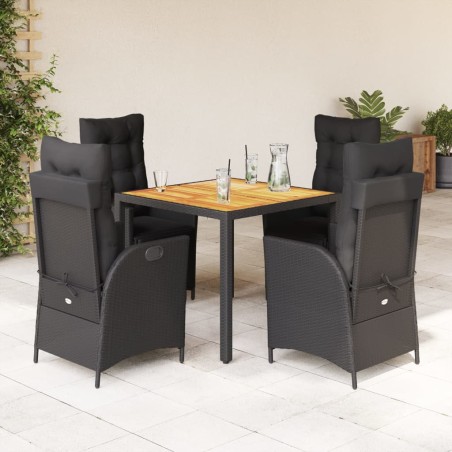 vidaXL Set de muebles jardín 5 pzas con cojines ratán sintético negro
