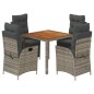vidaXL Set comedor de jardín 5 piezas con cojines ratán sintético gris