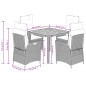 vidaXL Set comedor de jardín 5 piezas con cojines ratán sintético gris