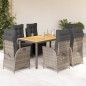 vidaXL Set comedor jardín 7 pzas y cojines ratán sintético gris vidaXL Set comedor jardín 7 pzas y cojines ratán sintético gris